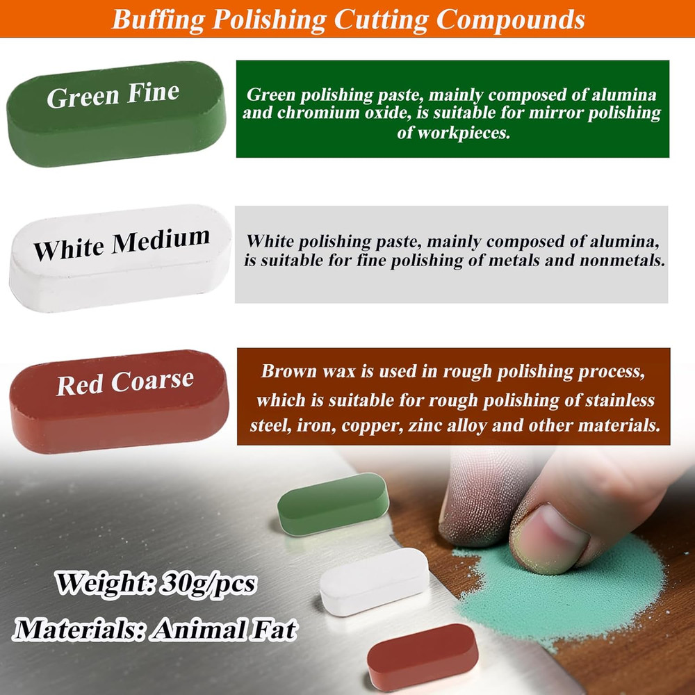 Metal Buffing Polishing Compound Kit,Buffing Wheel Compound Including White Diam