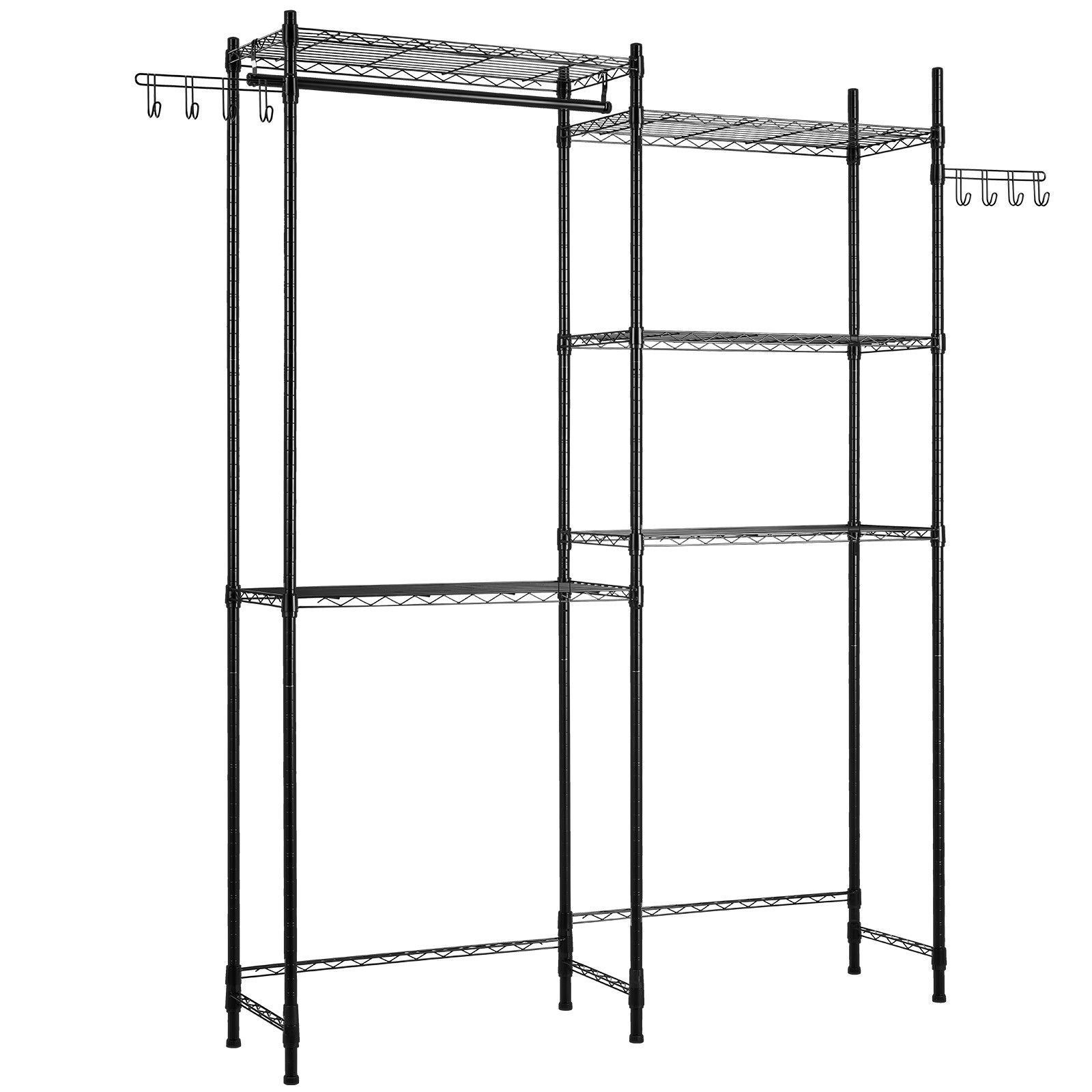 Over Washer and Dryer Storage Shelf Two Row 5 Tiers Washer Rack Black