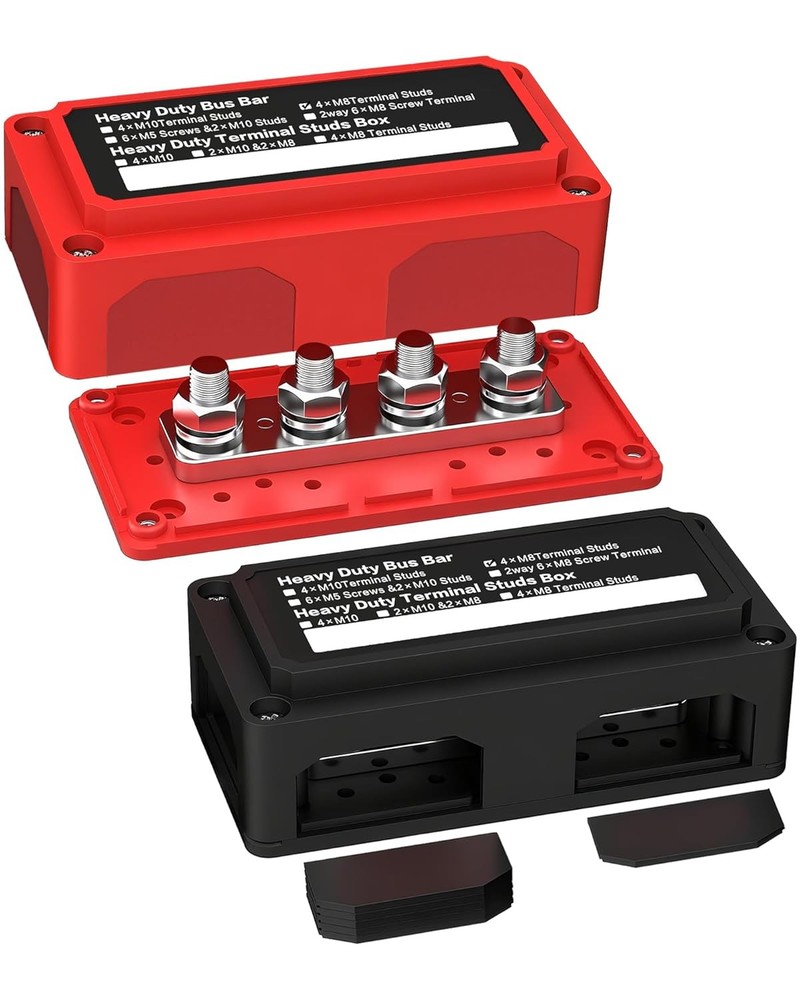 12V Waterproof Power Distribution Block with 4 M8 Terminals
