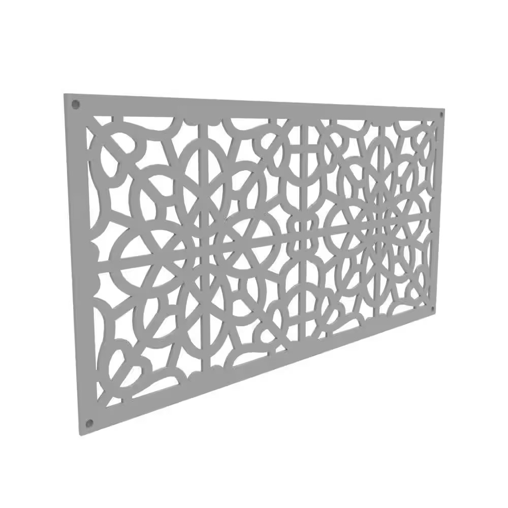 2 Ft. X 4 Ft. Fretwork Gray Polypropylene Decorative Screen Panel