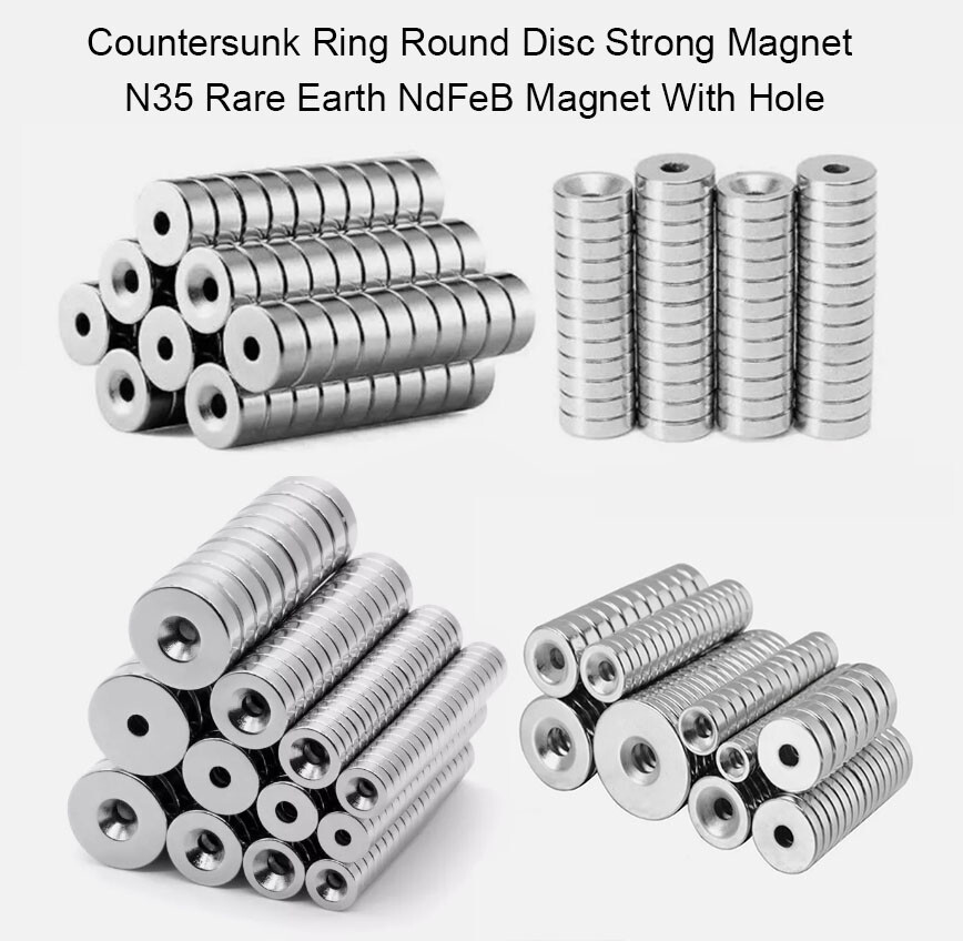 Countersunk Ring Round Disc Strong Magnet N35 Rare Earth NdFeB Magnet With Hole