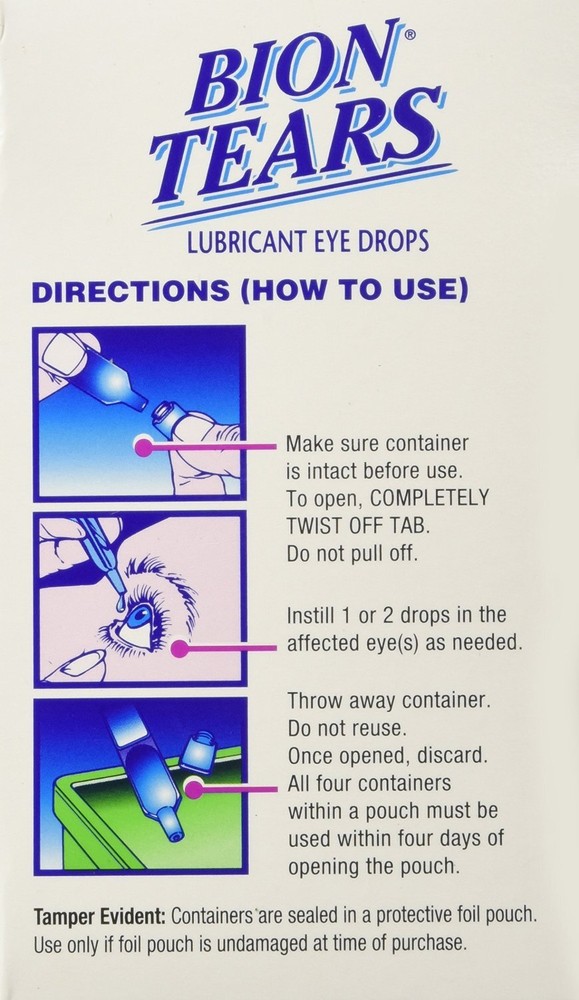3 Pack Bion Tears Lubricant Eye Drops, Single-Use Vials - 84 Count