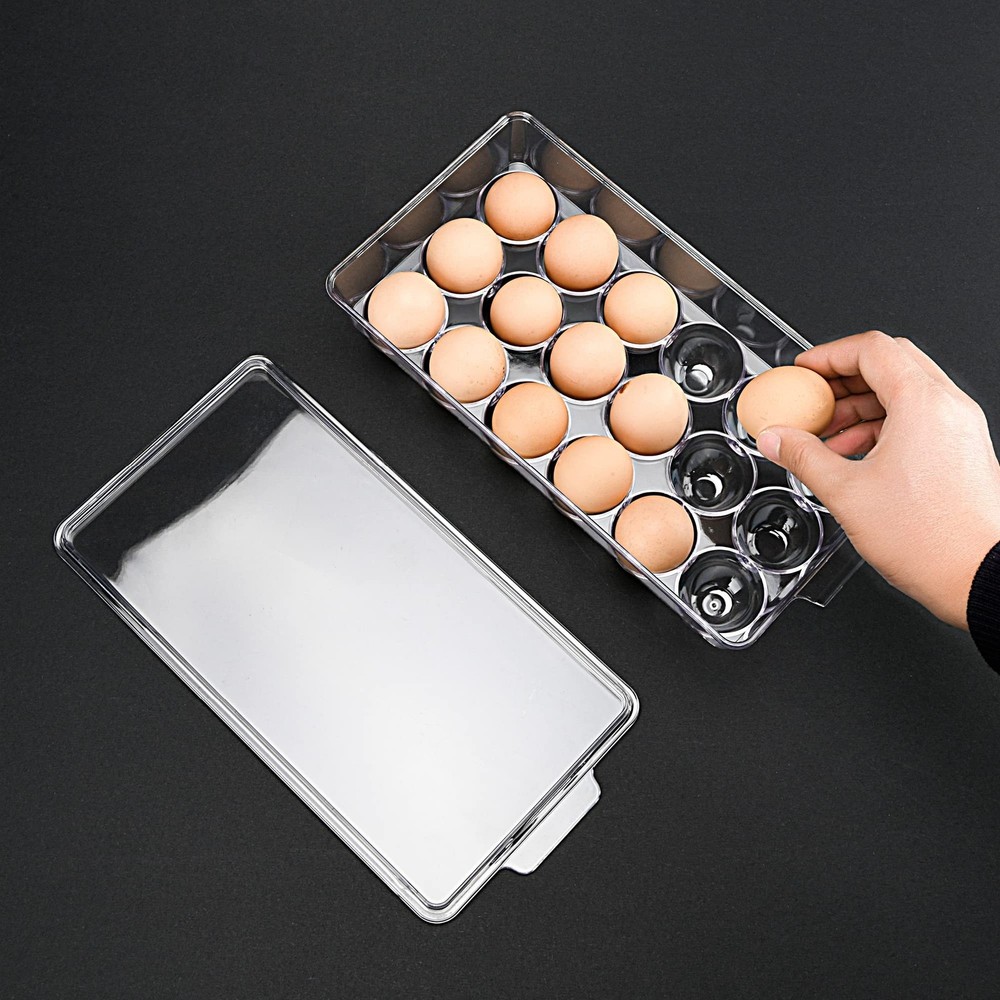 18 Eggs Holder for Refrigerator, Clear Egg Container for Fridge, Kitchen