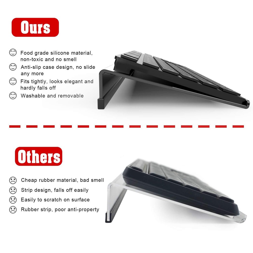 Acrylic Tilted Computer Keyboard Stand Black Ergonomic Typing Non-Slip Case