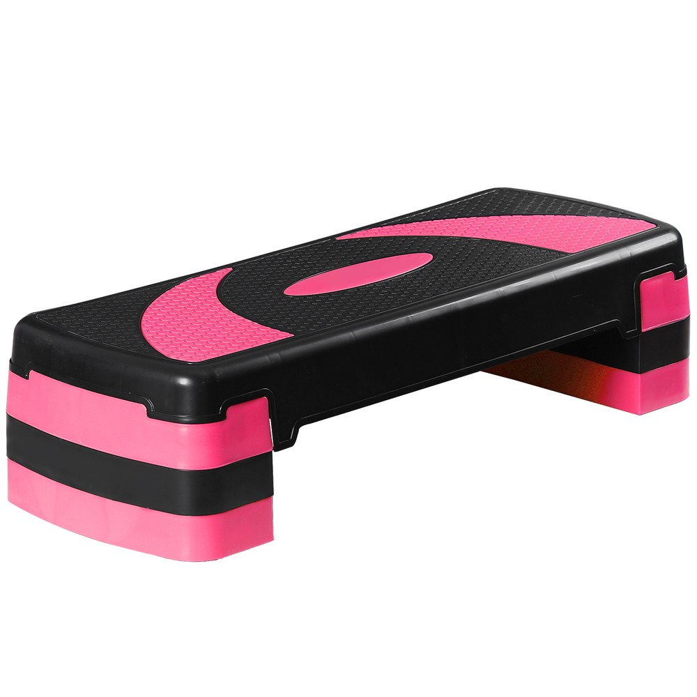 Fitness Compact Aerobic Step Platform 30'' Exercise Step with 4 Risers Pink