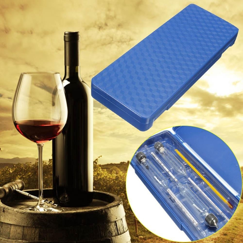 3Pcs Hydrometer Alcohol Meter Vinometer Tester With Thermometer Gadget Set