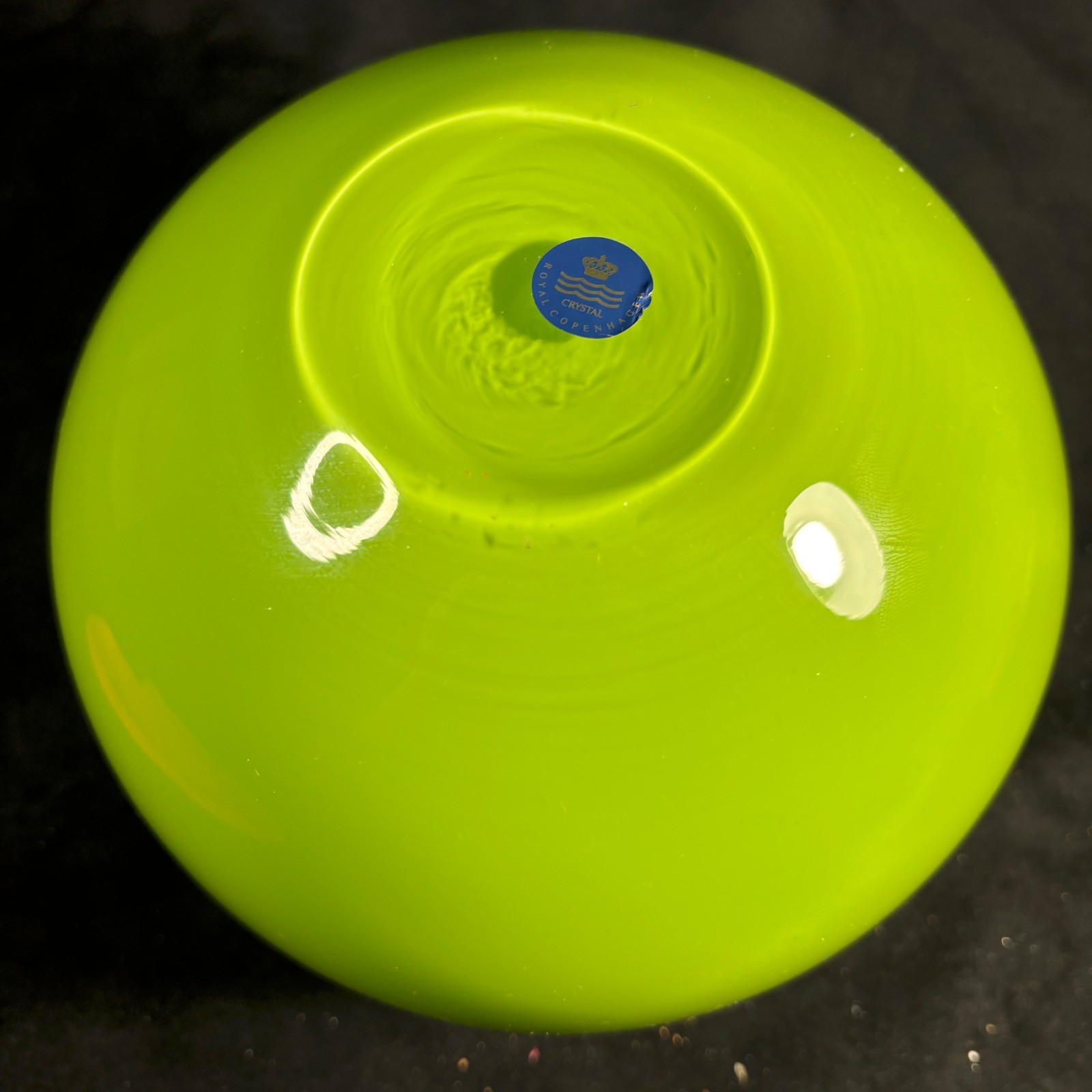 LGE Royal Copenhagen "Quadro" Crystal Bowl - Peter Svarre - Citrus Green