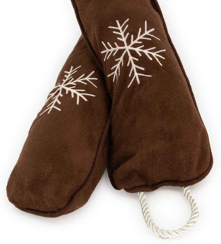 Durable Polyester 36-Inch Door Draft Stopper - Brown & White Snowflake Design