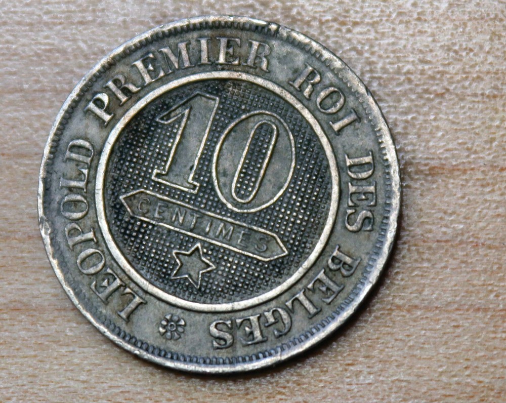 1864 Belgium 10 Centimes Leopold I Lamination Error