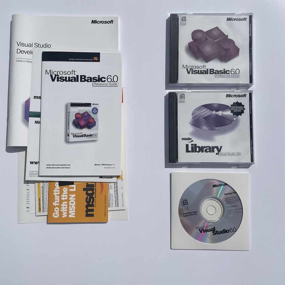 Microsoft Visual Basic 6.0 Professional Edition Pro 6 203-00490 Full Retail