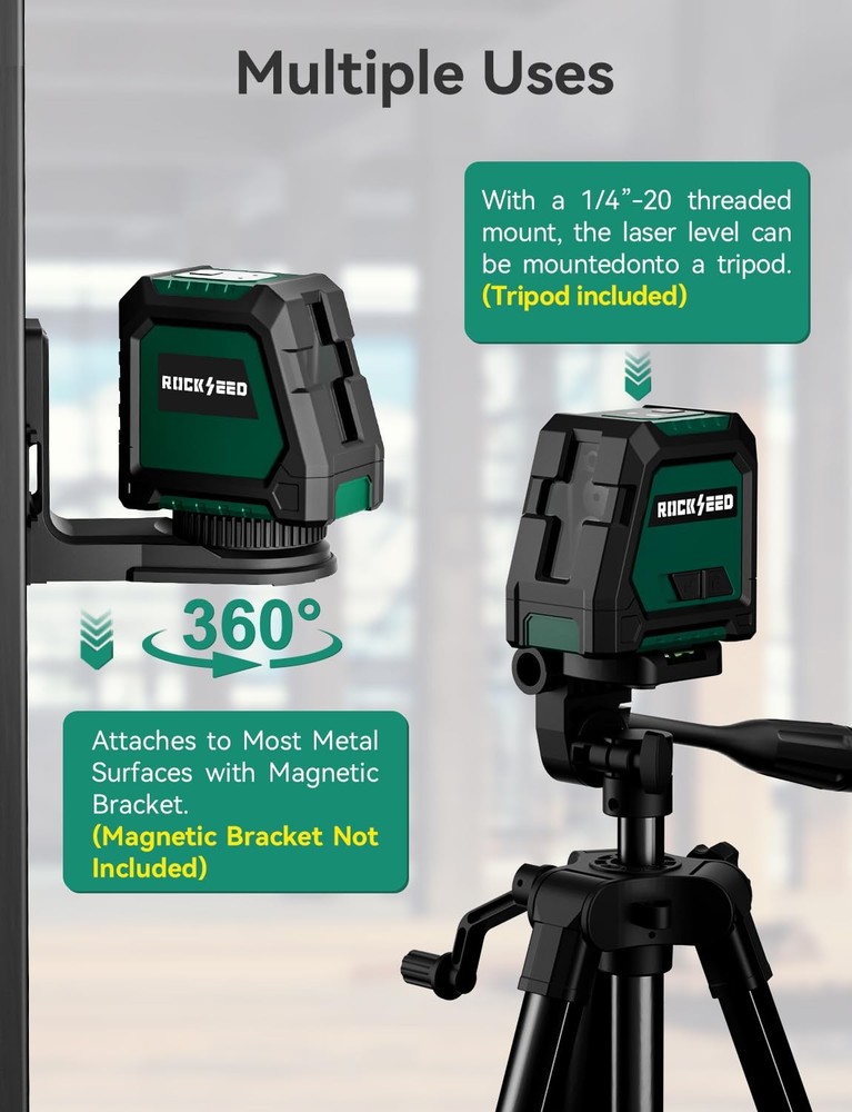 RockSeed Dual Modules Line Laser, Self Leveling Laser Level, Horizontal and...