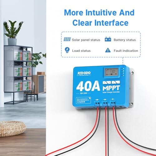 40 Amp MPPT 12V/24V DC Input Solar Charge Controller with Built-in Bluetooth