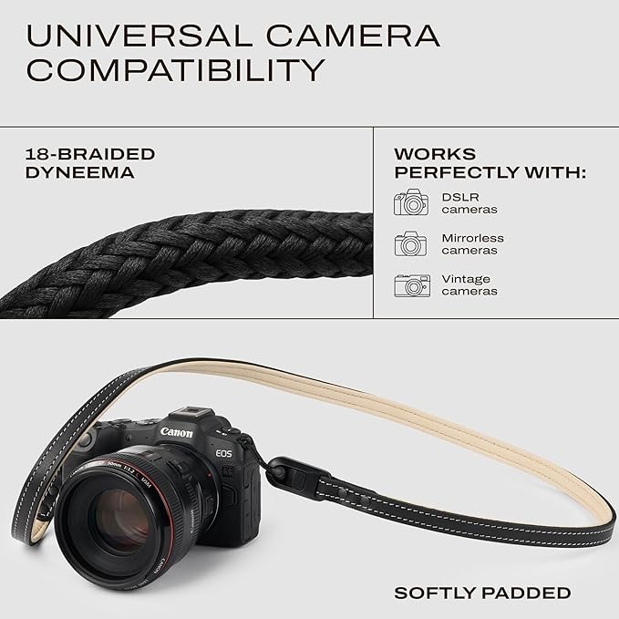 C Coiro Slim Padded Leather Camera Strap Quick Release Camera Shoulder Strap