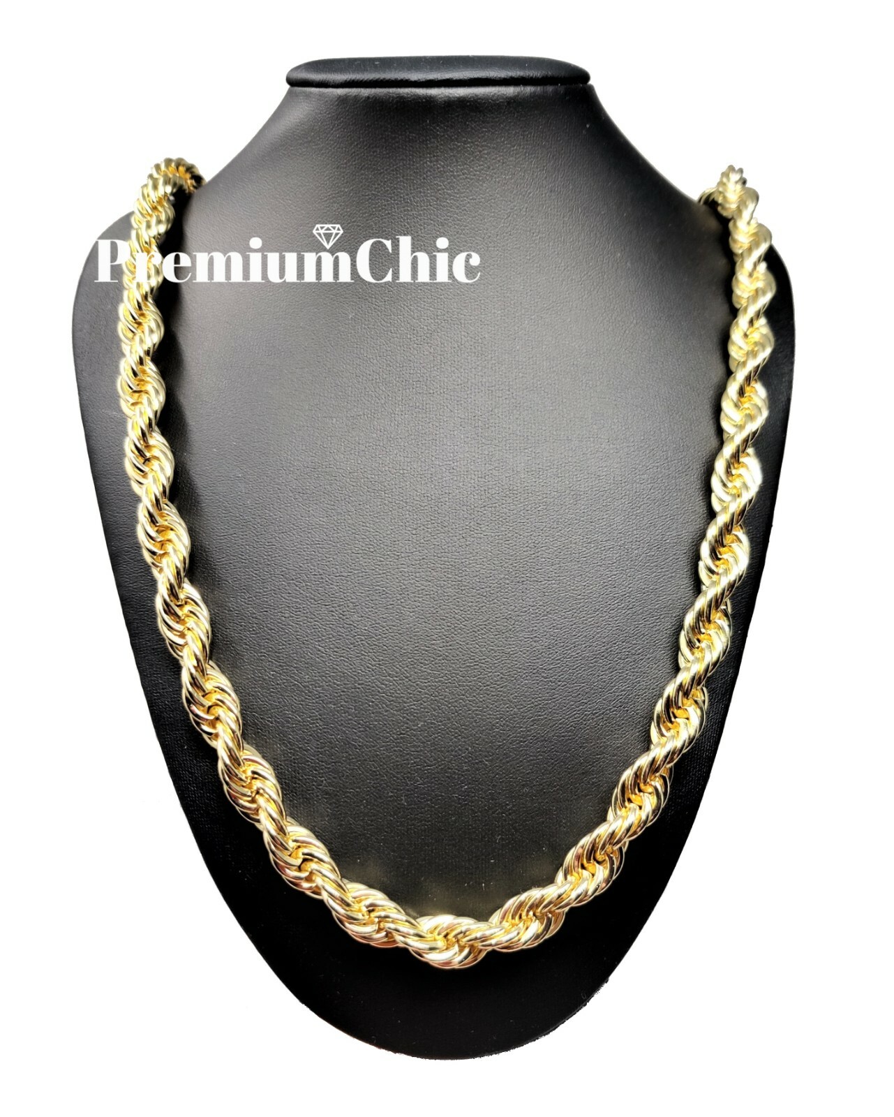 Rope Chain Necklace 3mm to 10mm 16" to 30" 14K Gold Plated Mens Hip Hop Jewelry
