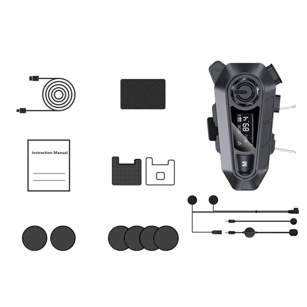 Motorcycle Helmet Headset Wireless Bluetooth 5.4 with Type-C Charging Port