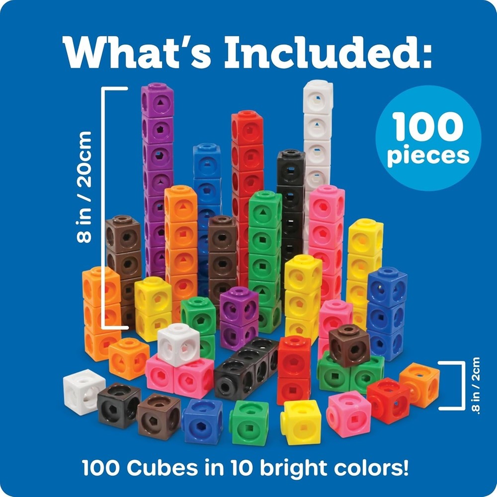 MathLink Cubes 100 Pack - Essential STEM Manipulatives for Homeschooling