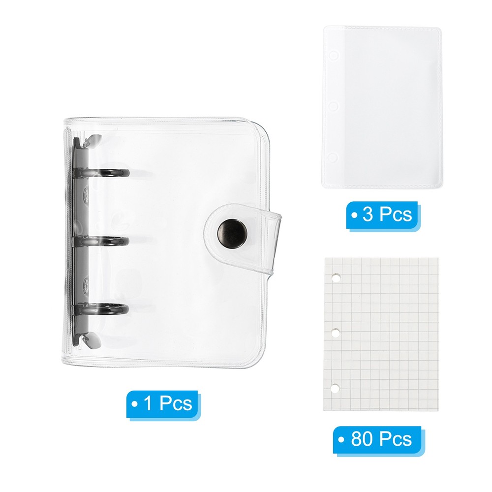 Clear 3 Ring Binder Cover, PVC Notebook Binder Refillable Loose Leaf, Black