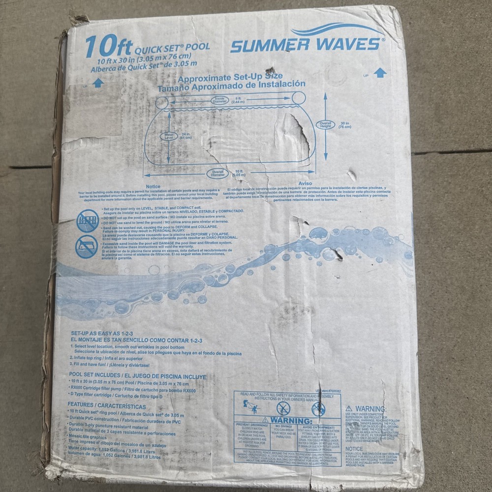 Summer Waves 10ft x 30in Quick Set InflatableAbove Ground Pool W/ Filter & Pump