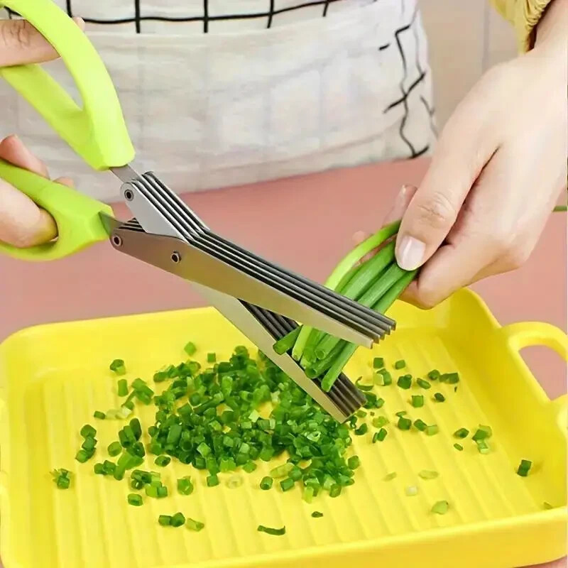 Herb Scissors Chop Herbs Easily with 5 Blade Scissors Onion Cutter Kitchen Tool
