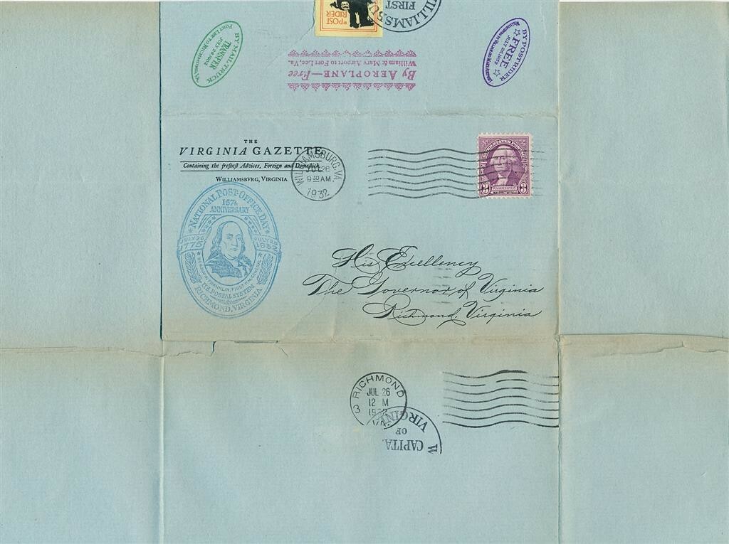 Pair of Covers from 1932 Sent to the Governor of Virginia