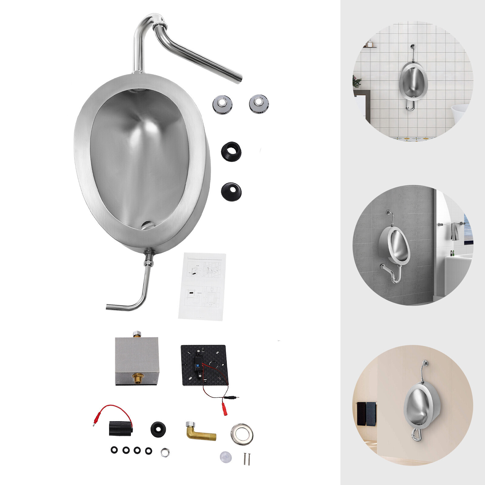 Automatic Wall Mounted Bathroom Urinal, Intelligent Sensor Flush Public Toilet