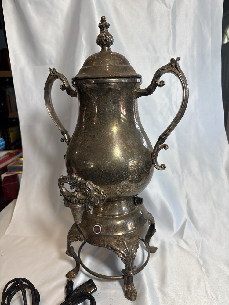 Vintage FB Rogers 5354 Silverplate Electric Coffee Urn Ornate Working