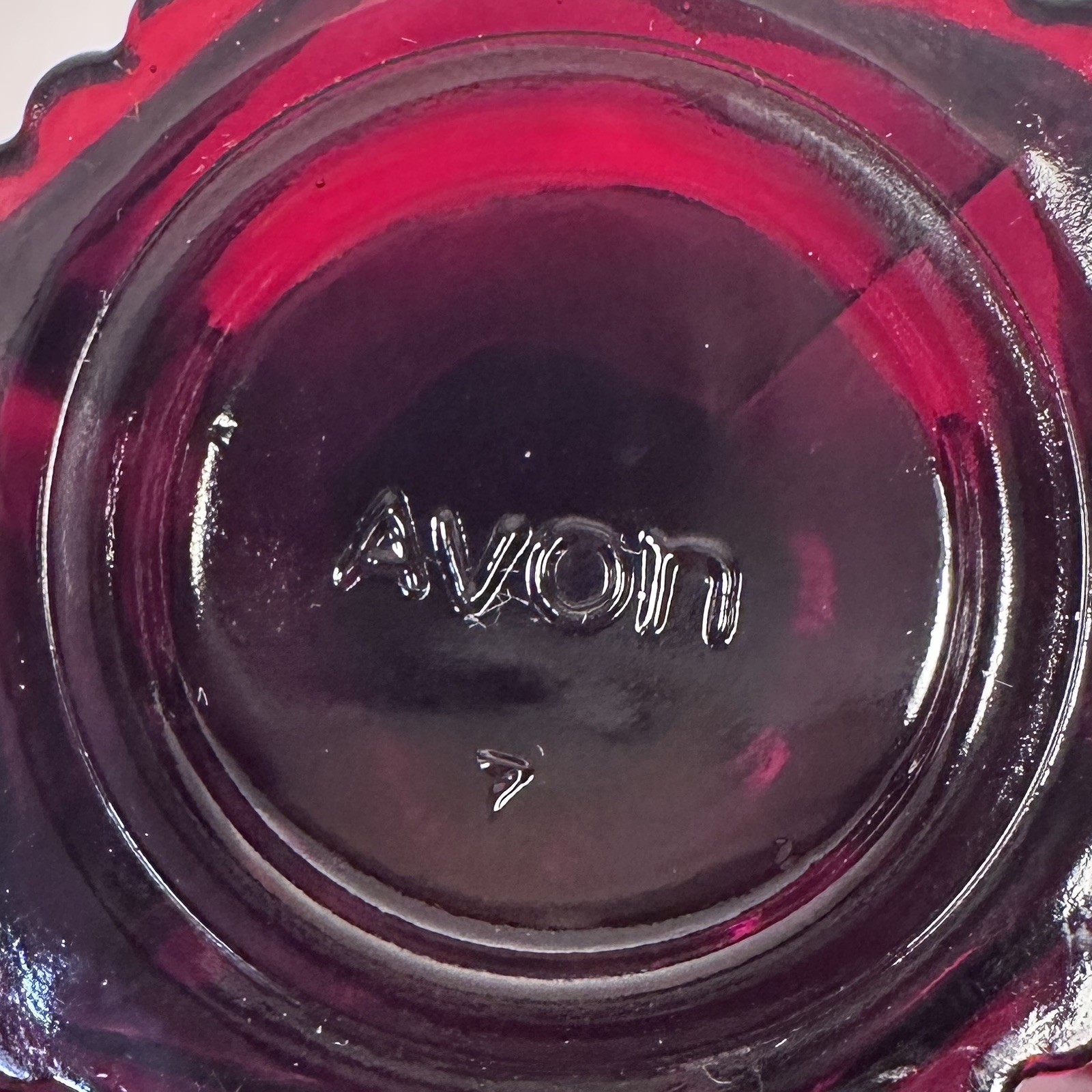 Set of 7 Avon Cape Cod Ruby Red Glass Goblets 4.5" Vintage Pressed Glass