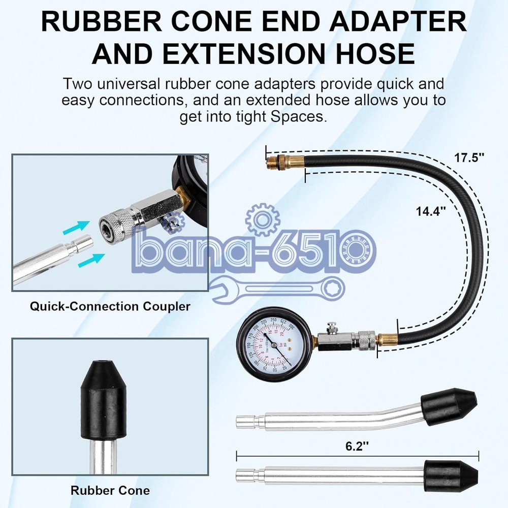 Petrol Engine Cylinder Compression Tester Kit for Automotive Motorcycle Tool Kit