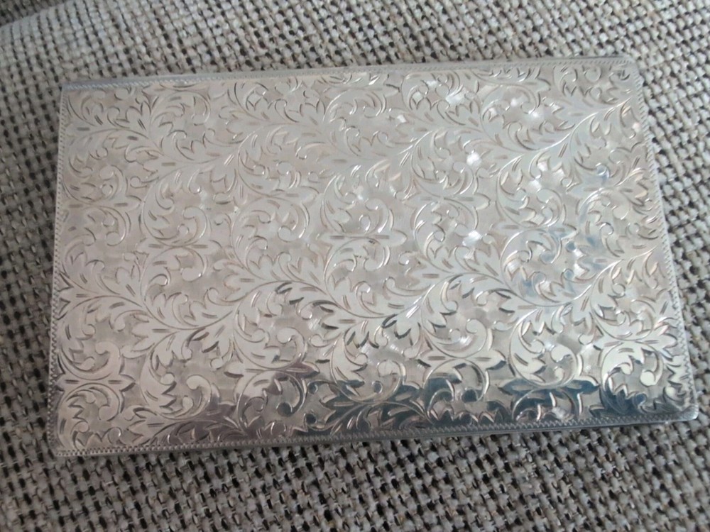ANTIQUE ETCHED SILVER CIGARETTE CASE STERLING SILVER 950