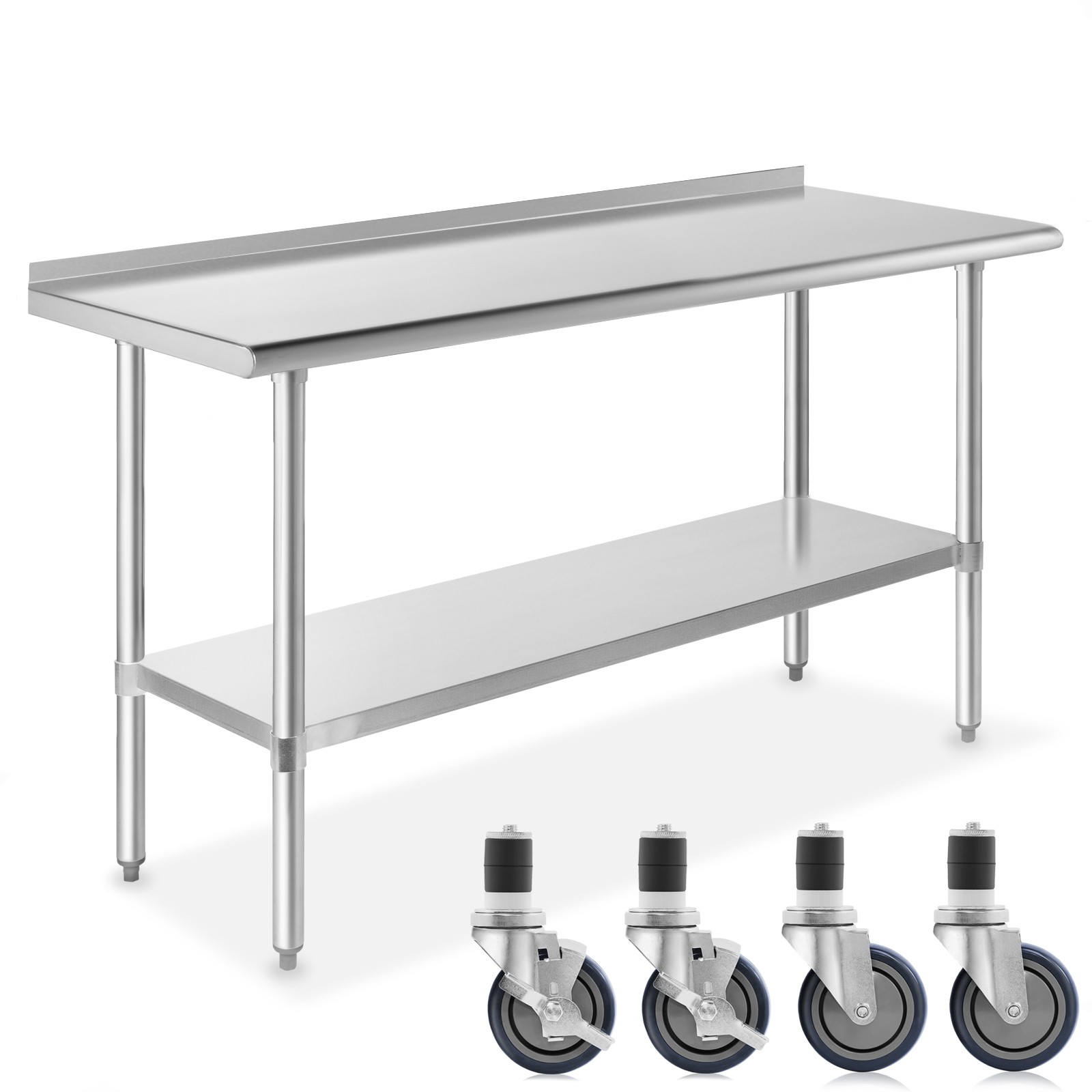 Stainless Steel 24" x 60" NSF Kitchen Restaurant Prep Table w Backsplash Casters