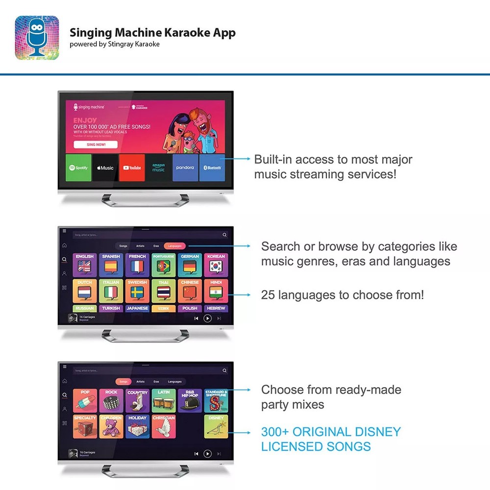 Singing Machine WiFi Karaoke Machine & 2 Wireless Microphones