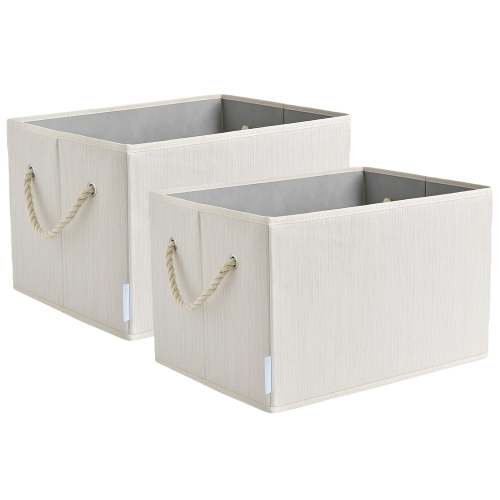 Pack of 2 Large Modern Rectangular Storage Bins, Sturdy Foldable Fabric Close...