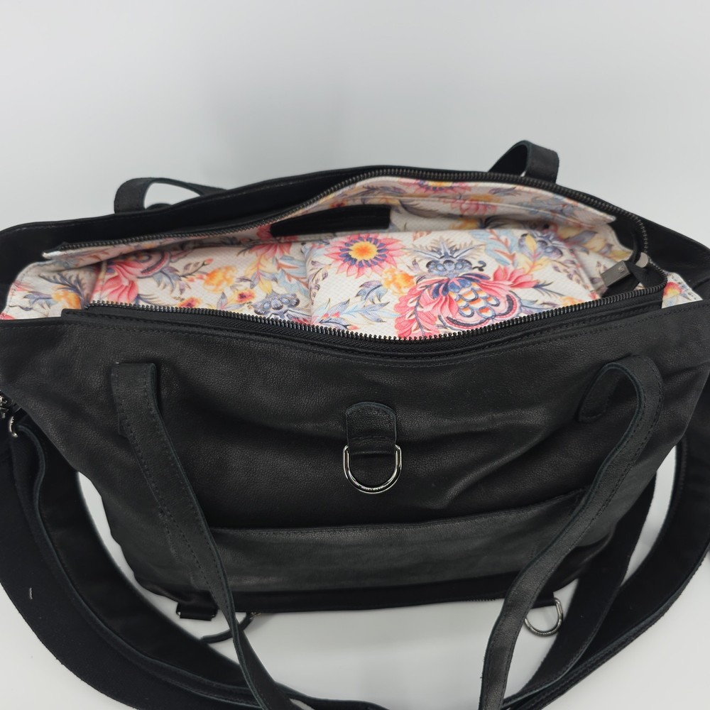 Epiphanie Leather Camera Bag Black, Removable Sections Multipocket w Strap