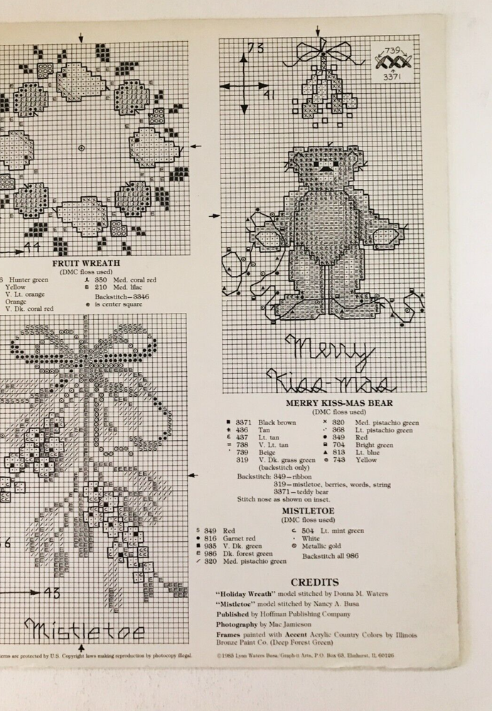 Graph-It Arts PEPPERMINTS & MISTLETOE Cross Stitch Patterns & Instructions VTG