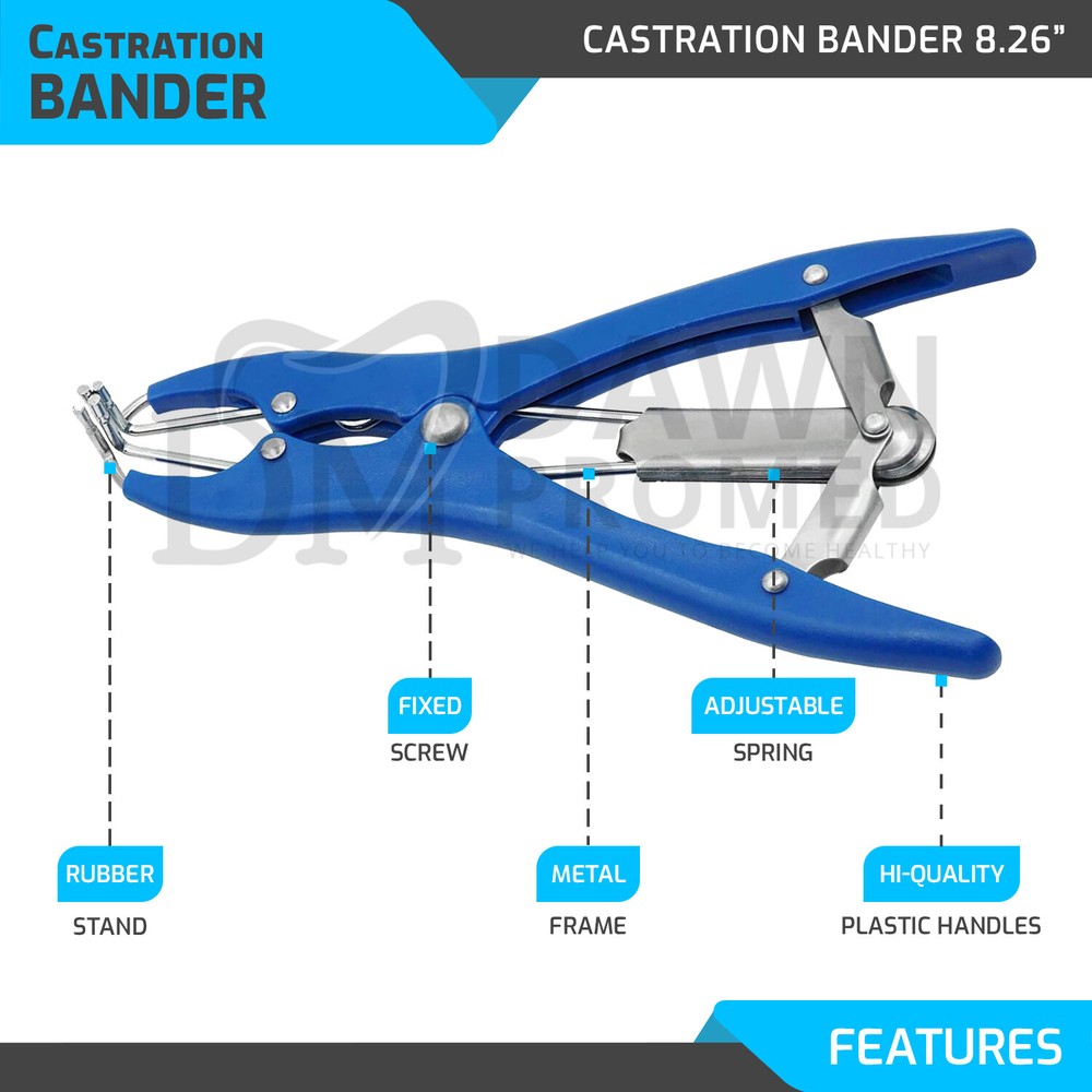 Elastrator Castration & Tail Docker Pliers + FREE 100 Elastic Bands German Grade