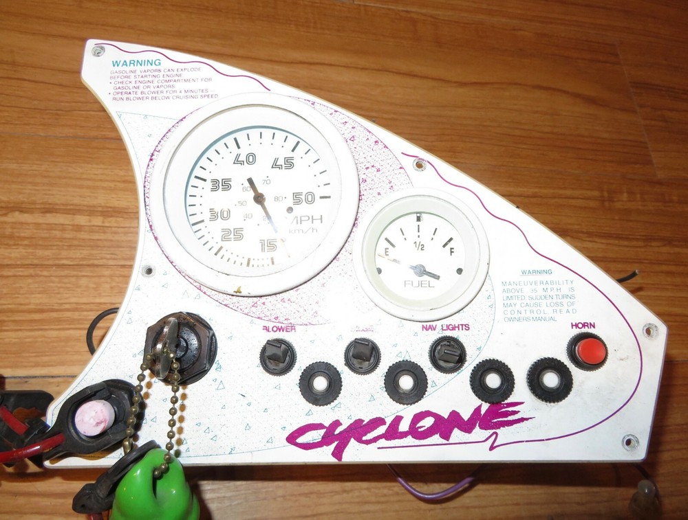 Cyclone Boat Dash Instrument Panel with Gauge Cluster, key switch & key