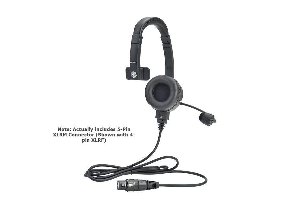 Clear-Com CC-110-X5 Lightweight Single Ear Headset with 5-Pin XLRM