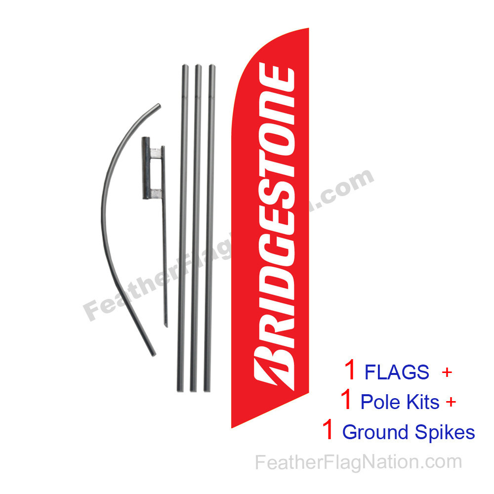 Bridgestone Tires 15' Feather Banner Swooper Flag Kit with pole+spike