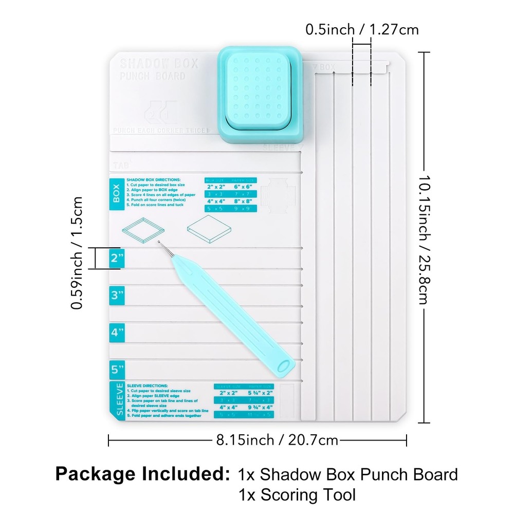 Shadow Box Punch Board for DIY Making 2"，3", 4", 5" Shadow Boxes and Slee