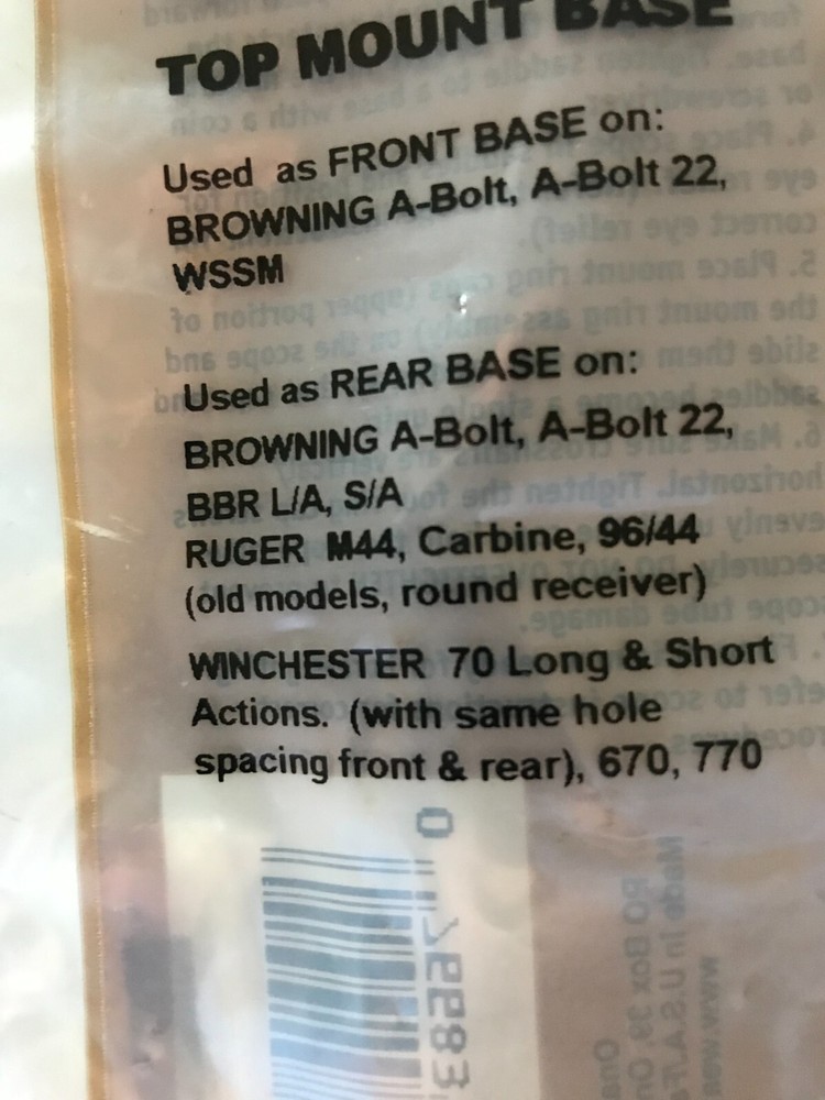 Weaver 47 48047 Gloss top mount base with screws