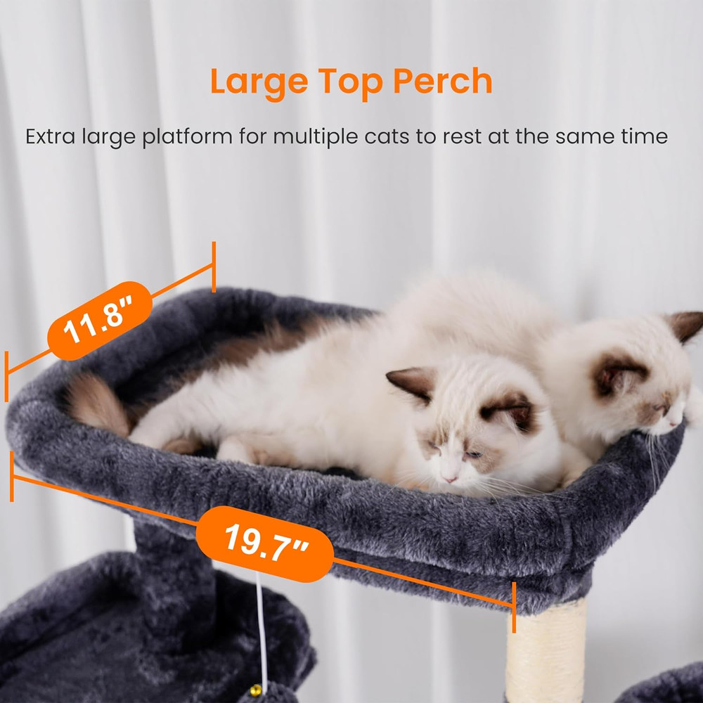 Cat Tree, 68 Inch Multi-Level Cat Tower for Indoor Cats, 2 Widened Plush Perches