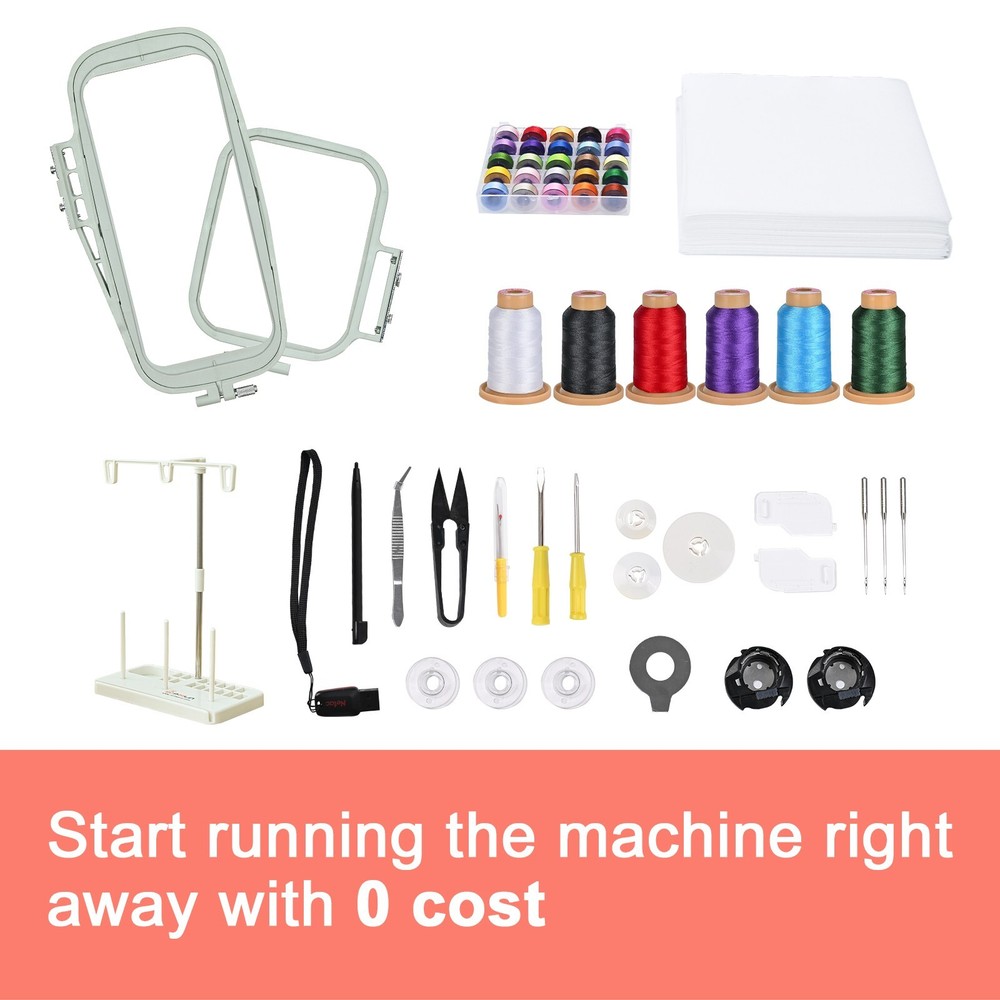 Poolin EOC05 4 x 9.2" Computerized Embroidery Machine 7'' Large LCD Touch Screen