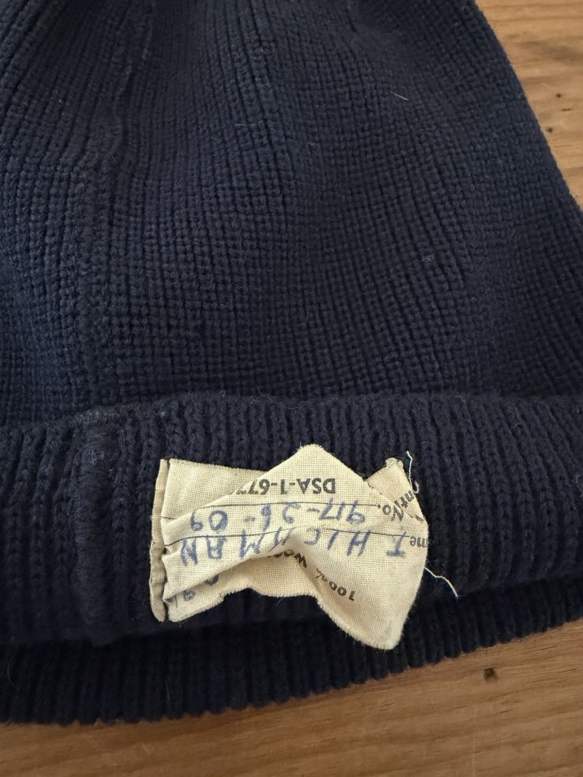 VINTAGE 1960s USN WATCH CAP VIETNAM WAR NAVY MILITARY WOOL KNIT NAVY BLUE BEANIE