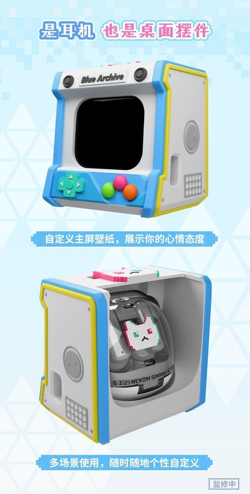 Anime Blue Archive CUBE FACE LCD Touch Screen Wireless Bluetooth Earphones