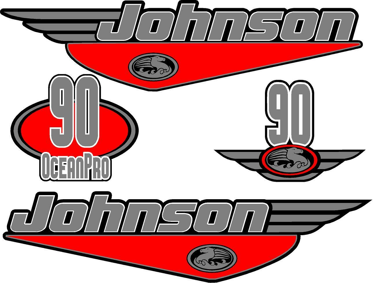 Johnson 90HP Oceanpro Outboard Boat Motor Decal Kit Cowling Engine