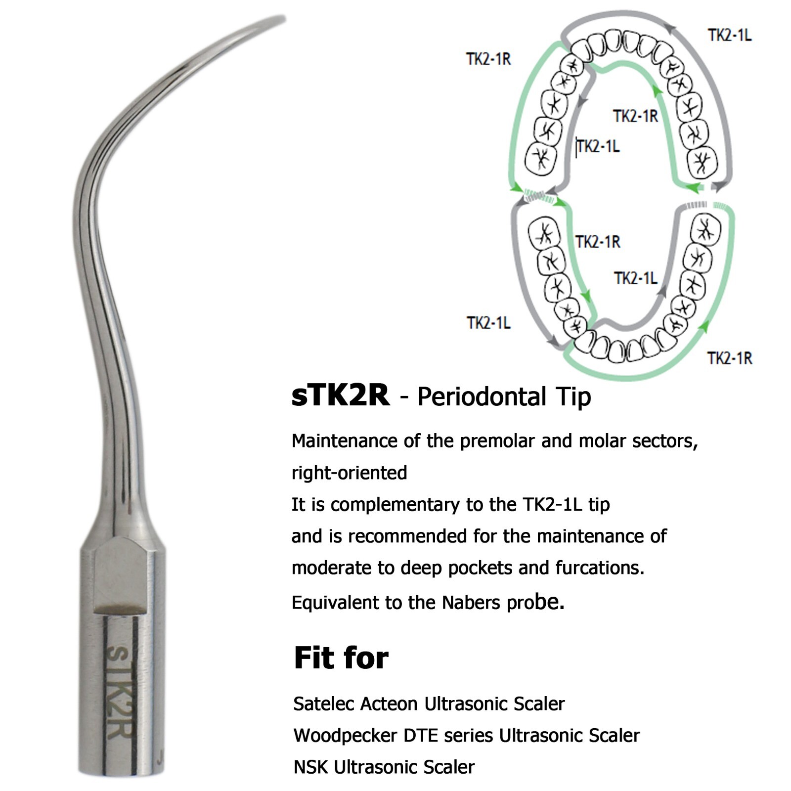 Fits Satelec Acteon Piezo Tips H3 10Z 1S Scaling Perio Dental Ultrasonic Scaler