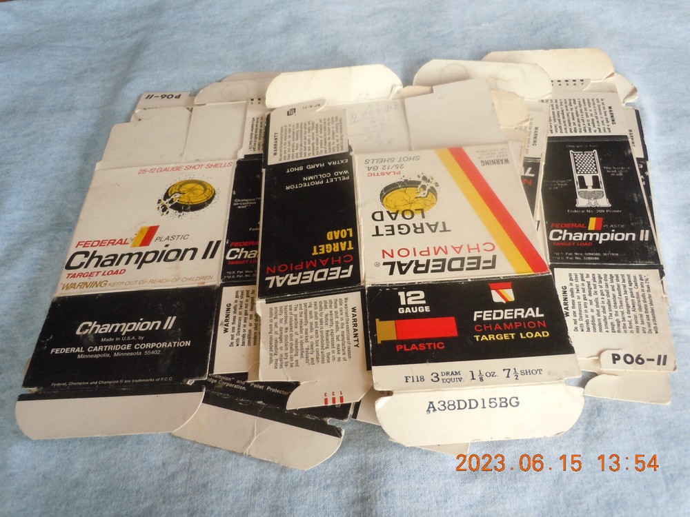 7 Vintage Shot Shell Boxes-Federal Champion Target Load
