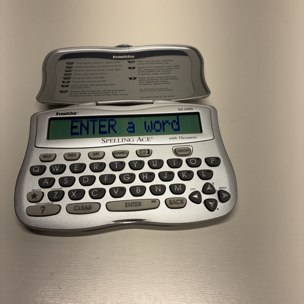 Franklin Spelling Ace W/ Thesaurus SA-206S Handheld Electronic Learning Tested..