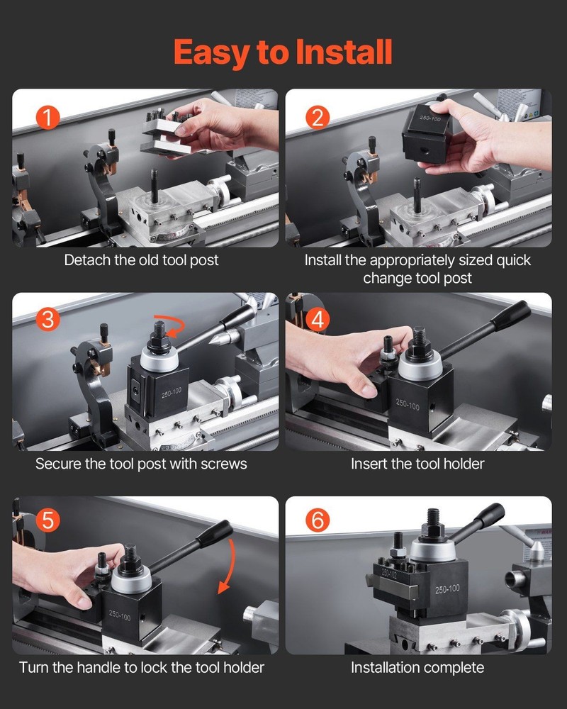 8pc Quick Change Tool Post Set for 6-12 Inch Lathe Holders