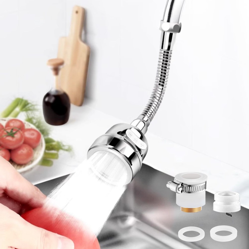 Faucet Sprayer Attachment，Kitchen Head Replacement 360° Silver